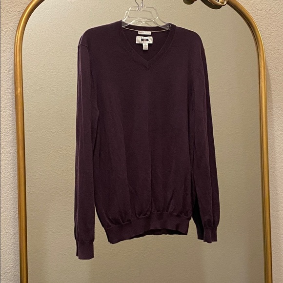 Joseph Abboud Men's Classic Burgundy V-Neck 100% Merino Wool Sweater Size XL - Picture 5 of 9